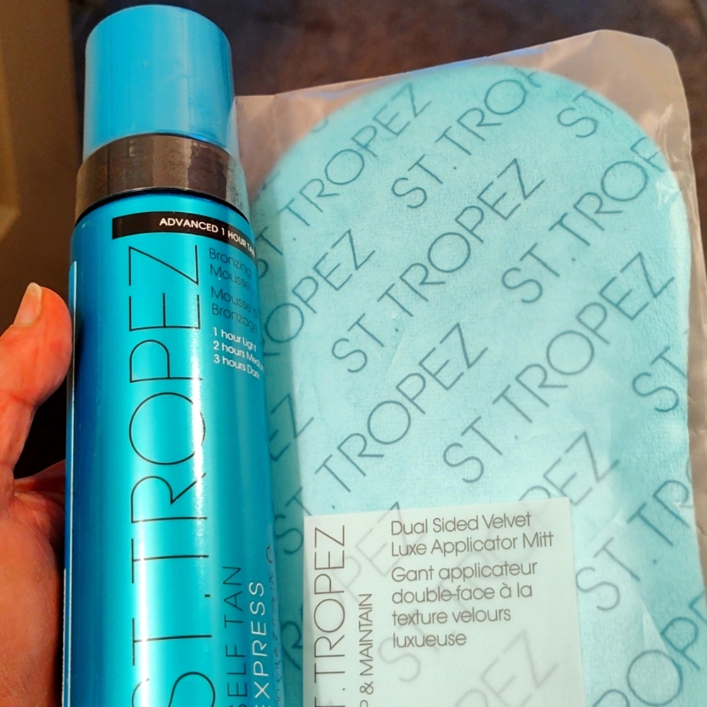 San Tropez self tan express bronzing mousse  with mitt 6.7 oz